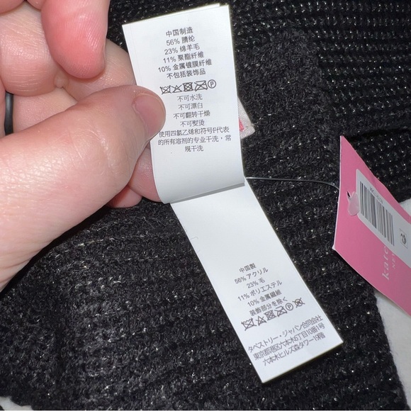 Kate Spade Black Wool Metallic Blend Velvet Bow Scarf New With Tag - Picture 8 of 10